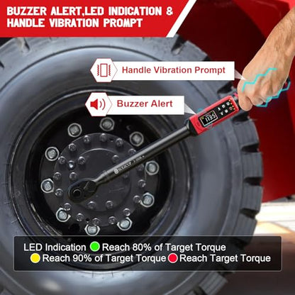 SUERCUP 1/2" Digital Torque Wrench, 2.2-147.5Ft.Lb/3-200N.m, ±1% Accuracy | Electronic Torque Wrench, Vibration, Buzzer, LED Flash,9 Presets & 5 Units for Engine/Suspension, Lug Nut, Car & Moto Repair - size: 1/2" 2.2-147.5Ft.Lb/3-200N.m