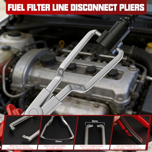 18-Piece Automotive Fuel Line Disconnect Tool Kit & Hose Clamp Pliers Set with Fuel Line Pliers, Hose Removal Pliers, Relay Puller Pliers, Panel Clip Pliers, Pinch-Off Clamps, Trim Tools & Toolbox - color: 18 Pcs Hose Clamp Pliers Set
