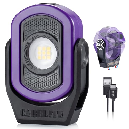 Magnetic Work Light – 780 Lumen Compact Pocket Light, Rechargeable 3000mAh, 360° Pivot, Durable & Portable for Mechanics & Jobsites (Purple) - color: Purple, size: 1 Pack-780lm