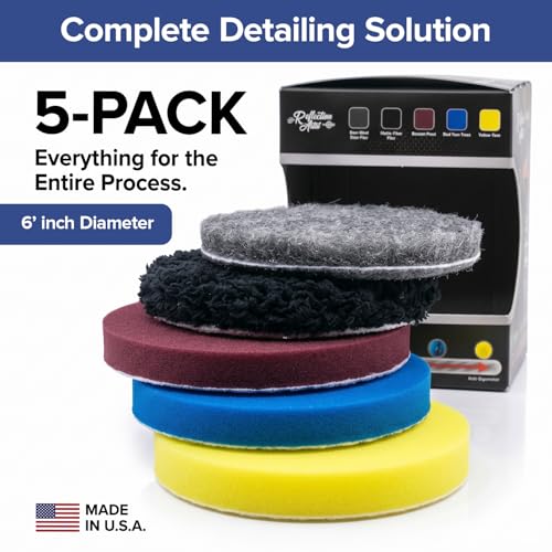 6 inch Polishing Pads for Buff and Shine, Complete Orbital Polisher for Car Detailing Kit,URO Line Dual Action Polisher Pads, Easy Car Buffers and Polishers Kit for Cutting Polishing Finishing, 5 Pack