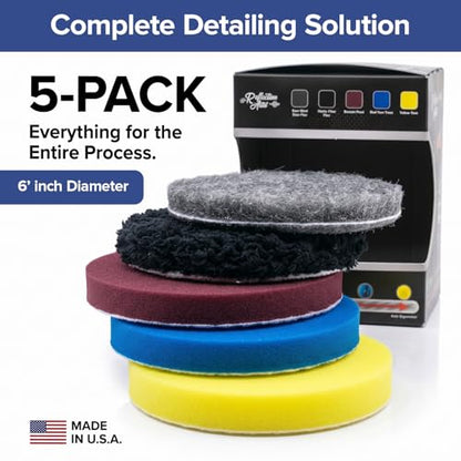 6 inch Polishing Pads for Buff and Shine, Complete Orbital Polisher for Car Detailing Kit,URO Line Dual Action Polisher Pads, Easy Car Buffers and Polishers Kit for Cutting Polishing Finishing, 5 Pack