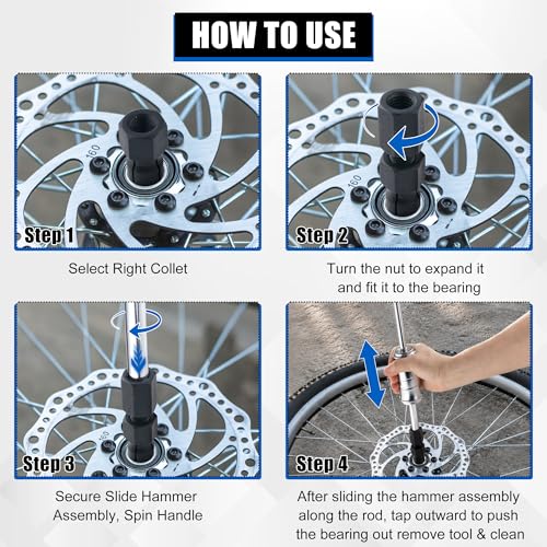 Subtoy 12PCS Blind Hole Bearing Puller Set, Internal Bearing Extractor Puller with Slide Hammer Pilot Bearings Removal Tool and 8–32mm Expandable Collets,for Motorcycle Automotive, Bicycle Bearings