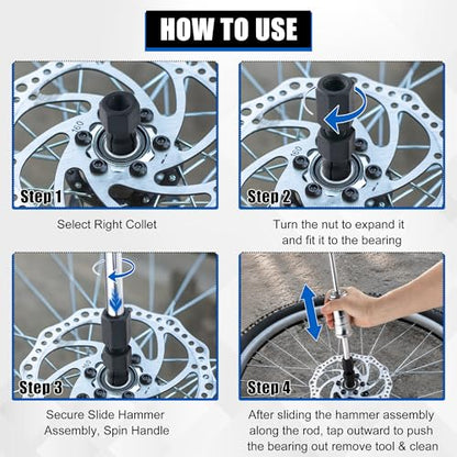 Subtoy 12PCS Blind Hole Bearing Puller Set, Internal Bearing Extractor Puller with Slide Hammer Pilot Bearings Removal Tool and 8–32mm Expandable Collets,for Motorcycle Automotive, Bicycle Bearings