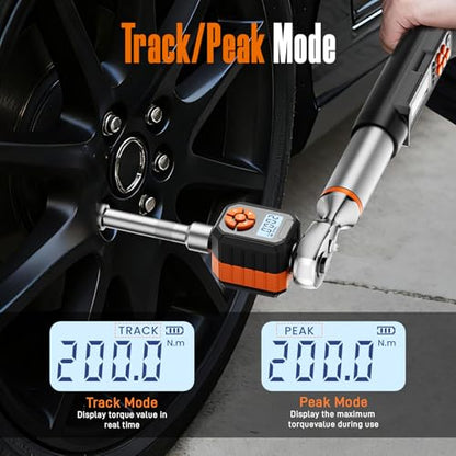 1/2" Digital Torque Wrench Adapter Set, 7.3-147.5 Ft.lb/10-200 N.m Electronic Torque Adapter with Buzzer & LED Indicator for Automotive Motocycle Car Repair