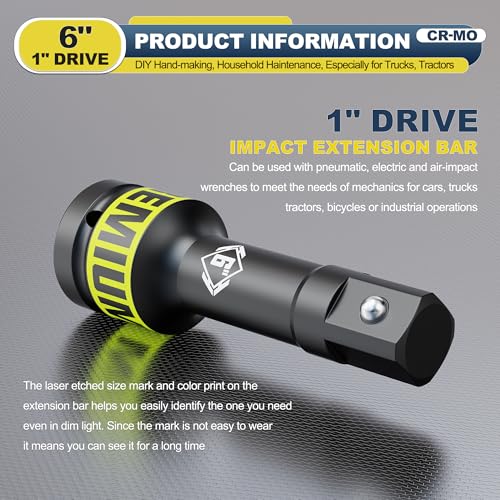 1" Drive Impact Extension Bar, 6 Inch Length Socket Extension, CR-V Steel, Narrow and Deep Areas in Household Haintenance, Trucks Tractors Repair or Industrial Operations - size: 1" 6-Inch