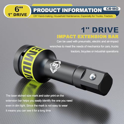 1" Drive Impact Extension Bar, 6 Inch Length Socket Extension, CR-V Steel, Narrow and Deep Areas in Household Haintenance, Trucks Tractors Repair or Industrial Operations - size: 1" 6-Inch