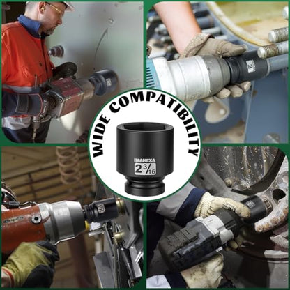 1" Drive Shallow Impact Socket,2-3/16 Inch SAE Jumbo Socket,CR-MO 6 Point for Easy Removal of Large Axle Nut（SAE) - size: 1 Inch Shallow 2-3/16", style: 1"Drive Shallow Impact Socket