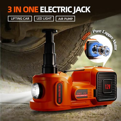 Car Jack Electric Hydraulic Jack 5Ton 155-450mm 3in1 Lift Inflator LED Light 12V Portable Outdoor Home Emergency Tire Change Roadside Rescue Tool - size: 5T-Rocker Switch-Jack+Pump+Light