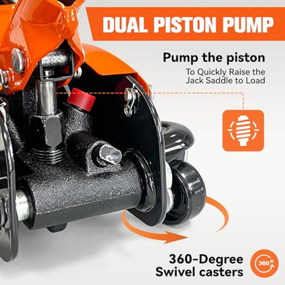 Floor Jack 2.5 Ton (5500 lbs), Low Profile Hydraulic Car Jack with Single Piston Quick Lift Pump, Heavy Duty Steel Racing Floor Jack for Sedan SUV Coupe, Lifting Range 4.53" to 14.57"