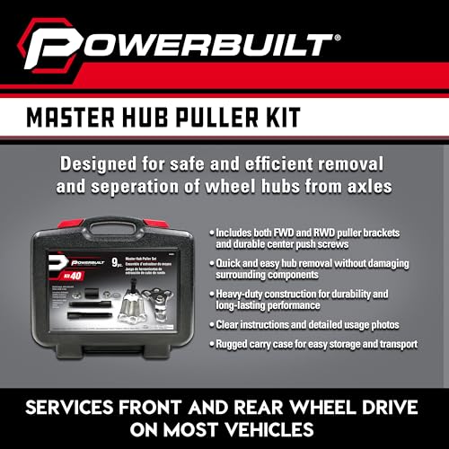 Powerbuilt Master Hub Puller Tool Set, Remove and Install Car Wheel Hubs and Axels, Ford and Mercury, Front-Wheel or Rear-Wheel Vehicles - 648608 - style: 9 Piece