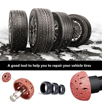 2Pcs 42mm & 55mm Tire Buffing Wheel Grinder & Patch Tool with Linking Rod | Thread Adapter Tire Repair Grinding Head Tire Patch Roller for Low & High Speed Tire Buffer - color: 42mm 55mm