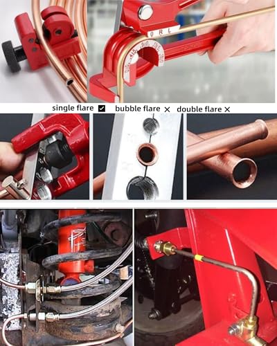 3/16 Inch 26Pcs Brake Line Bender Flaring Tool Include 25FT Zinc-Plated Copper Coated Brake Bending Lines and Single Flare Cutter Repair Kit 16 Rust-Resistant Fitting 4 Nut 2 Union, Sliver - color: Sliver