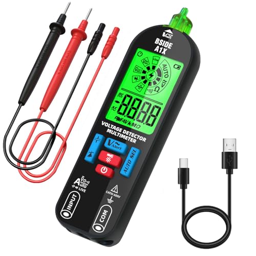 BSIDE Smart Digital Multimeter Tester Rechargeable Electrical Voltmeter Capacitance Diode Continuity Resistance Live Check AC DC Voltage Tester - color: A1X