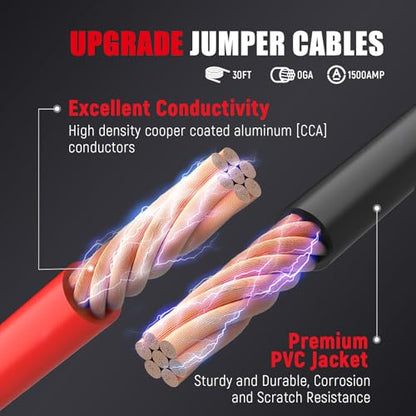 TOPDC 0 Gauge 30 Feet Jumper Cables with Quick Connect Plug for Car, SUV and Trucks Battery, Heavy Duty Automotive Booster Cables for Jump Starting Dead or Weak Batteries with Carry Bag - size: 0 Gauge, (30FT) Andersen Connector