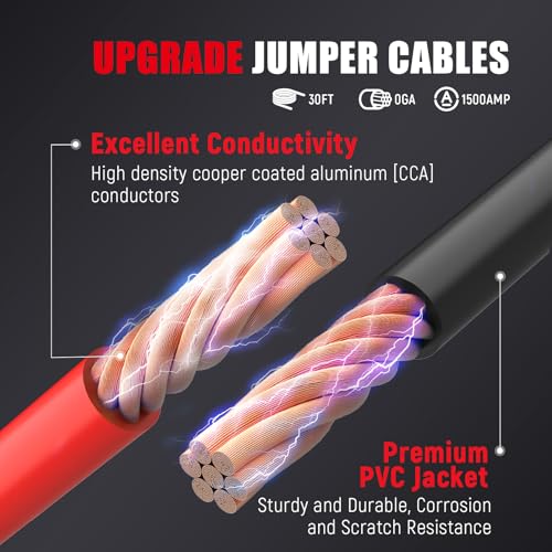 TOPDC 0 Gauge 30 Feet Jumper Cables with Quick Connect Plug for Car, SUV and Trucks Battery, Heavy Duty Automotive Booster Cables for Jump Starting Dead or Weak Batteries with Carry Bag - size: 0 Gauge, (30FT) Andersen Connector