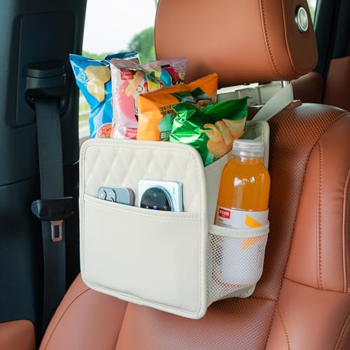 FrgKbTm Car Seat Back Hanging Bag Car Document Holder Multi-Pocket Bottle Bag Storage Box Organizer Travel Tidy Pouch Pocket Kids Beige - color: Beige C