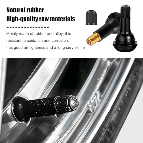 14PCS Car Tire Valve Stem & Core Removal Kit, Including 6PCS TR412 Snap-in Valve Stem and Core with 1 Single Head Remover Installer Tool, Auto Tyre Accessories, Universal for Vehicle
