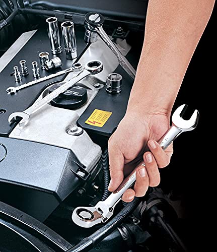 GEARWRENCH 12 Piece Flex Head Ratcheting Combination Wrench Set | 12 Point | Metric | 9901D - size: 12 Pc, style: With Wrench Rack