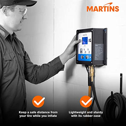 Martins Automatic Tire Inflator Deflator MW-60, 145 psi, Wall-Mounted Unit with 25’ Air Hose, Overpressure System (OPS), LCD Screen & Backlight - size: Auto Wall-Mounted 145 psi