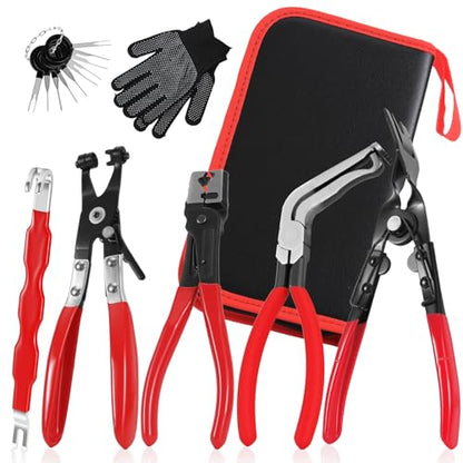 7PCS Electrical Disconnect Pliers, Automotive Electrical Disconnect Pliers, Connector Removal Tool Kit for Cars, Trucks & SUVs with Storage Bag & Gloves