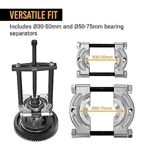 EWK 12-Piece 5-Ton Bearing Removal Tool Kit, 30–75mm Bearing Splitter & Puller Set for Wheel Hubs, Bearing Races & Differential Bearings, Automotive & Motorcycle Service