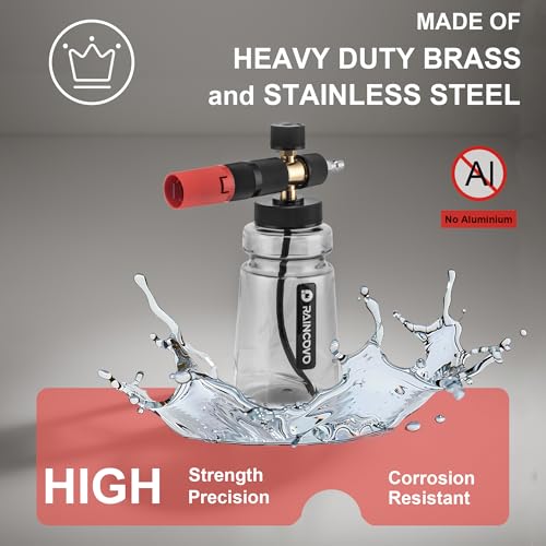 Raincovo Foam Cannon Wide Mouth for Pressure Washer, Thick Snow Foam Lance for Car Wash, Adjustable Soap Cannon with 1/4 Inch Quick Connector, Additional 1.1mm Orifice Nozzle