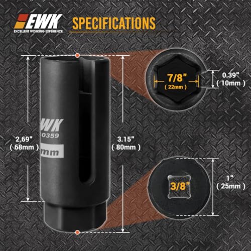 EWK 6.5L Manual Oil Extractor Pump for Oil Change, Fluid Evacuators for Cars, Boats, Jet Skies, Lawnmowers, Quick Oil Drain in 10 Pumps (6.5L + 7/8" O2 Sensor Socket) - size: 6.5L + 7/8" O2 Sensor Socket