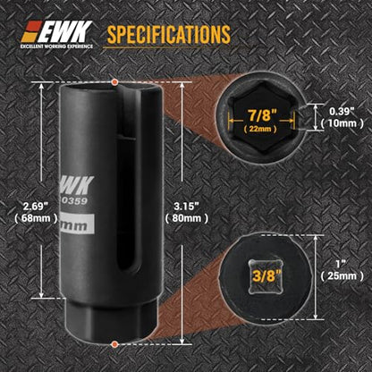 EWK 6.5L Manual Oil Extractor Pump for Oil Change, Fluid Evacuators for Cars, Boats, Jet Skies, Lawnmowers, Quick Oil Drain in 10 Pumps (6.5L + 7/8" O2 Sensor Socket) - size: 6.5L + 7/8" O2 Sensor Socket