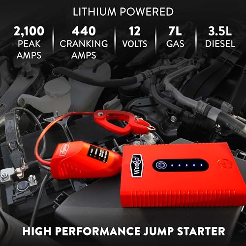 Weego 44s: 2100A Self-Use 12V Lithium Car Battery Jump Starter – USA-Engineered Safe Replacement for Jumper Cables - Car Jumper Starter Portable for 7L Gas and 3.5L Diesel Engines (N44s) - size: Weego 44s