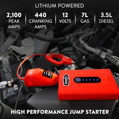 Weego 44s: 2100A Self-Use 12V Lithium Car Battery Jump Starter – USA-Engineered Safe Replacement for Jumper Cables - Car Jumper Starter Portable for 7L Gas and 3.5L Diesel Engines (N44s) - size: Weego 44s