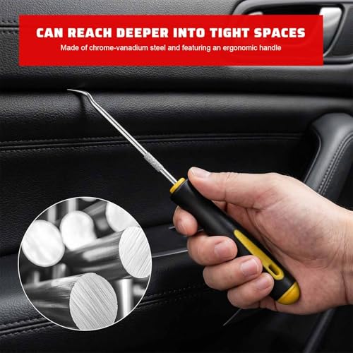 13PCS Precision Pick and Hook Tool Set, Magnetic Telescoping Tool w/Clip Pliers Fastener Remover Gasket Scraper, Rivets Puller Pick Tools w/Storage Bag for Automotive Repair (Yellow & Black) - color: Yellow & Black