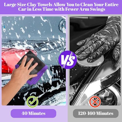 Clay Towel 2 Pack 12 x 12 Inch, Orange Clay Bar Towel for Auto Detailing Microfiber Car Cloth Cleaner Automotive for Car Detailing - color: Purple