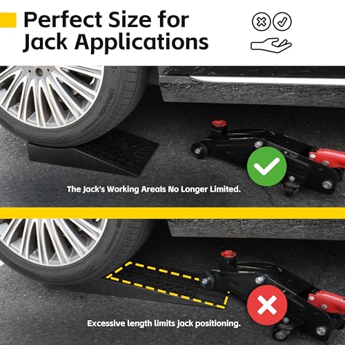 MAXXHAUL 50699 Low Profile Car Ramps for Vehicle Maintenance & Display, Short Incline for Floor Jack Support (2-Pack), 4,400 lb Capacity (2,200 lbs per Ramp) - size: Compact Length