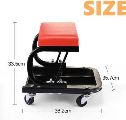 Mechanics Roller Seat, 300 LBS Capacity Rolling Creeper | Garage Padded Rolling Workshop Stool with Tool Tray Storage Creeper Seat Mechanic Stool with Wheels Creepers Automotive