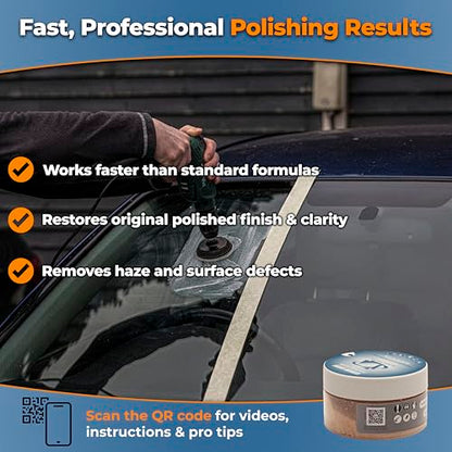 GLASS POLISH PRO Cerium Oxide Glass Polishing Powder – 3.52oz (100g) High-Grade 85% Pure Suspension-Treated Formula, 3.5 Micron for Glass Scratch Removal, Windshield Polishing and Restoration