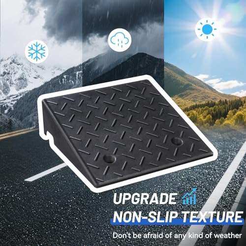PZ 2PCS Rubber Curb Ramps for Driveway, 7 7/8" Rise Heavy Duty Car Ramp 7000 LBS Capacity 19.69"Lx 19.69"W Non-Slip Portable Shed Threshold Ramps for Doorways Sidewalk Scooters Wheelchairs Motorcycles - size: 7 7/8“ Rise