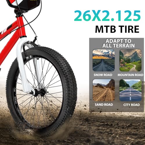 Hycline 2-Pack Mountain Bike Tires Set: 20/24/26/27.5-inch Folding Replacement High-Performance Wear-Resistant Bicycle Tires and Pair Inner Tubes with Tire Levers for MTB Off-Road Bike - color: 26x2.125-30TPI