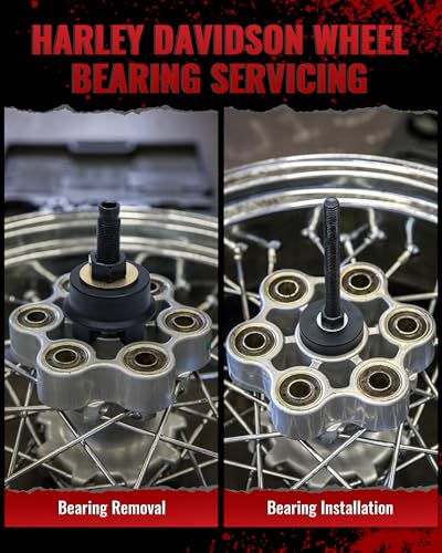 Reywoo Motorcycle Wheel Bearing Puller Tool Kit Compatible with Most Harley Davison Motorcycles from 2000, Wheel Bearing Removal and Installation Tool for 3/4" 1" 25mm Bearings - style: For Harley Davidson