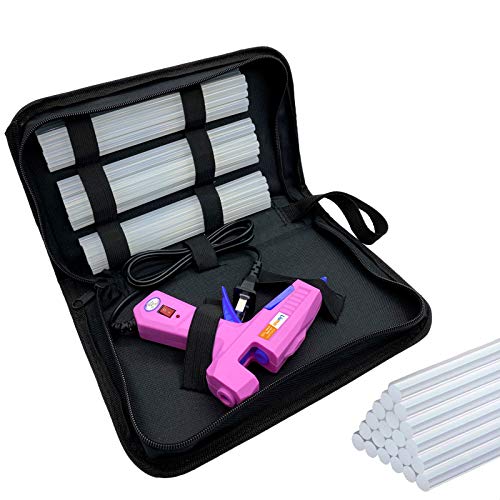 Liumai Glue Gun, Hot Glue Gun Kit with 30 Glue Sticks, Mini Hot Melt Glue Gun for Crafts, Mini Craft Glue Guns with Carry Case for School DIY Arts and Home Repair - color: Purple