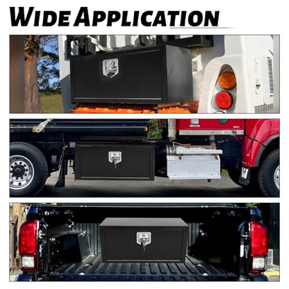 Steel Underbody Truck Tool Box ,Storage Organizer Toolbox with Key & Lock | Waterproof Tongue Box for Storage with Smooth Surface for Truck, Pickup, RV, Trailer - Black, 30" x 14" x 16" - size: 30" x 14" x 16"
