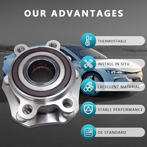 513357 Front Wheel Bearing Hub Assembly for Nissan Rogue Sport Qashqai 2014 2015 2016 2017 2018 2019 2020 2021 2022 2023 (2PCS) - size: 513357