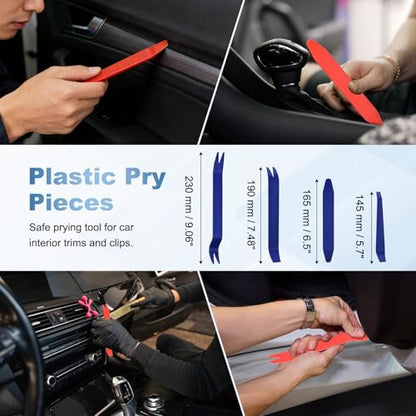17Pcs Hook and Pick, Rotary Head Magnetic Pickup Tool Clip Pliers Plastic Pry Pieces Large Small Hook Pry Bar Gasket Scraper for Remove Hoses Gaskets Car Panel Fastener, Blue - color: Blue