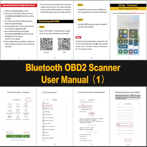 Car OBD2 Scanner Bluetooth for iPhone iOS Android OBDII Diagnostic Scan Tool Code Reader for Error Code Clear Braking Performance Test