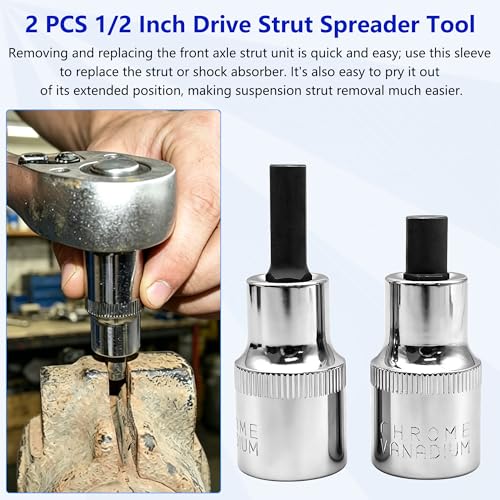 11Pcs Strut Nut Socket 16mm 17mm 18mm 19mm 21mm 22mm 24mm with Suspension Strut Knuckle Spreader 5.0 – 10.5 mm Tool with12 Point 1/2" Drive Suspension Strut Spreader Socket, Shock Absorber Tool - size: 11 Pcs