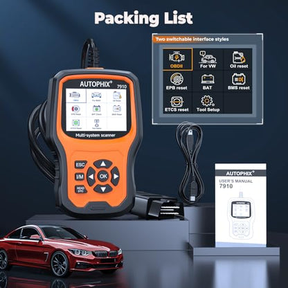 AUTOPHIX 7910P+ BMW OBD2 Scanner, BMW Battery Registration Tool | Full System Bmw Scanner with All Reset like EPB, CBS, SAS and DPF Reset, OBD2 Scanner for BMW, MINI and Rolls-Royce - color: 7910 for BMW