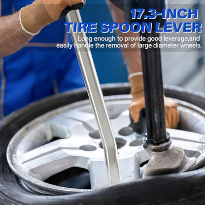 17.3" Tire Spoons Lever Changing Tools, 2 Pack Mount/Demount Lever Pry Bar, Bead Lifting Tool Tire Iron Spoon for Tire Changer Auto Maintenance