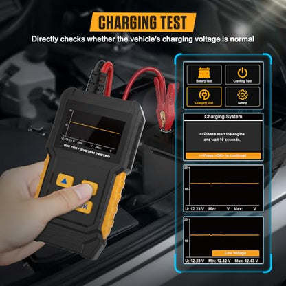 BT360 Car Battery Tester 12V 24V 30-2000 CCA Load Tester Starter Alternator Tester Automotive Charging Cranking System Tester for Motorcycle Car Truck SUV ATV Boat
