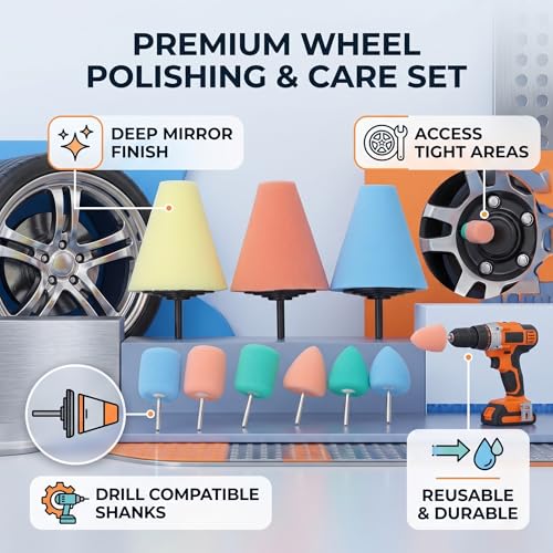 Polishing Cone Car 9 Piece Polishing Cone Sponge Set Sponge Pads 9Pcs Tool Wheels Automobile Care for Pom Buffing Kits