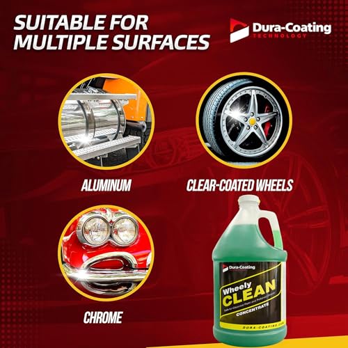 DURA-COATING TECHNOLOGY Wheely Clean Concentrate - Good for Chrome Wheel Cleaner, Clear-Coated, or Aluminum Wheel Cleaner - Professional Tire Shine & Rim Cleaner Spray - Car Care Solution - 1 Gallon - size: 128 Fl Oz (Pack of 1)