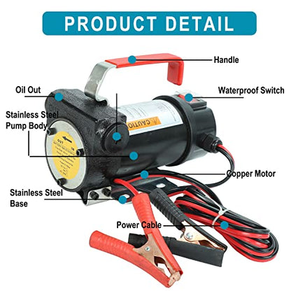 DC 12V 175W Portable DC Electric Fuel Transfer Pump Diesel Kerosene Oil Commercial Fuel Transfer Extractor Pump Motor Auto - style: 12V 175W